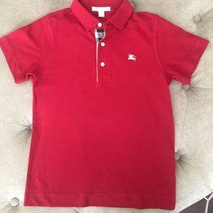 Red Burberry Polo Style Shirt.